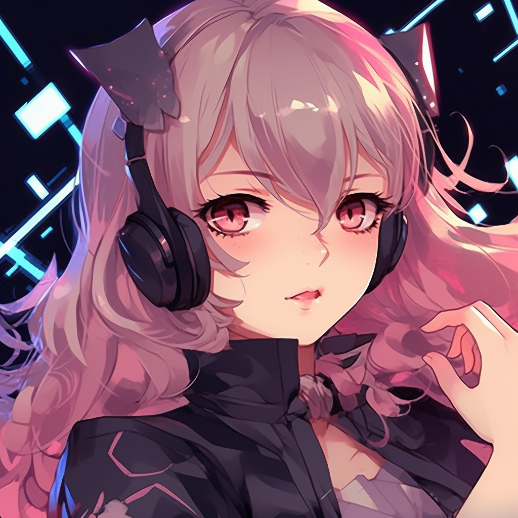 Egirl with a cyber LED mask, the mask emits a bright, vibrant light. most shared egirl pfp anime pfp for discord.