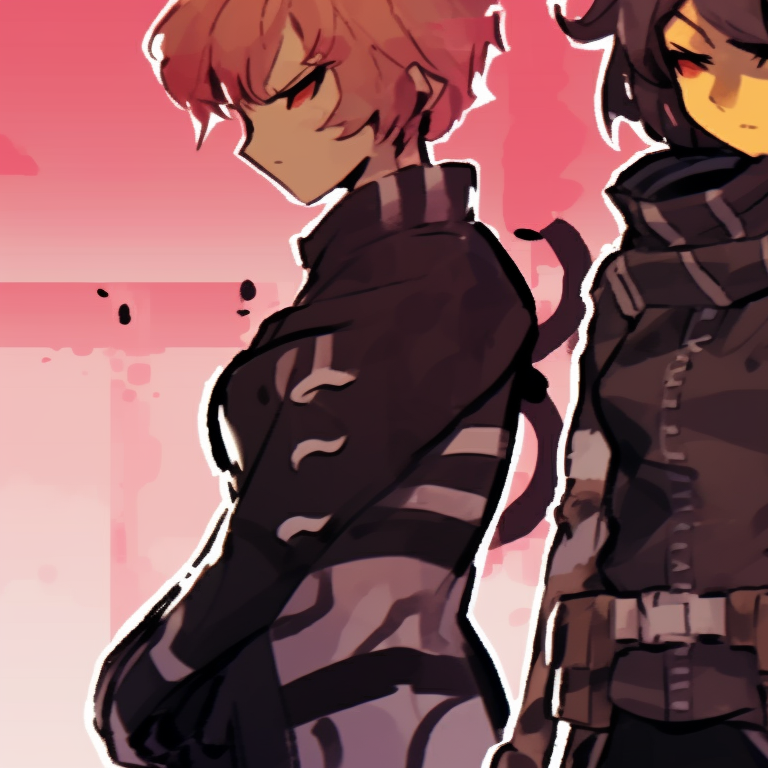 Three characters, pastel shades and dreamy aura, gazing towards the horizon. trio matching profile photos for friends pfp for discord.