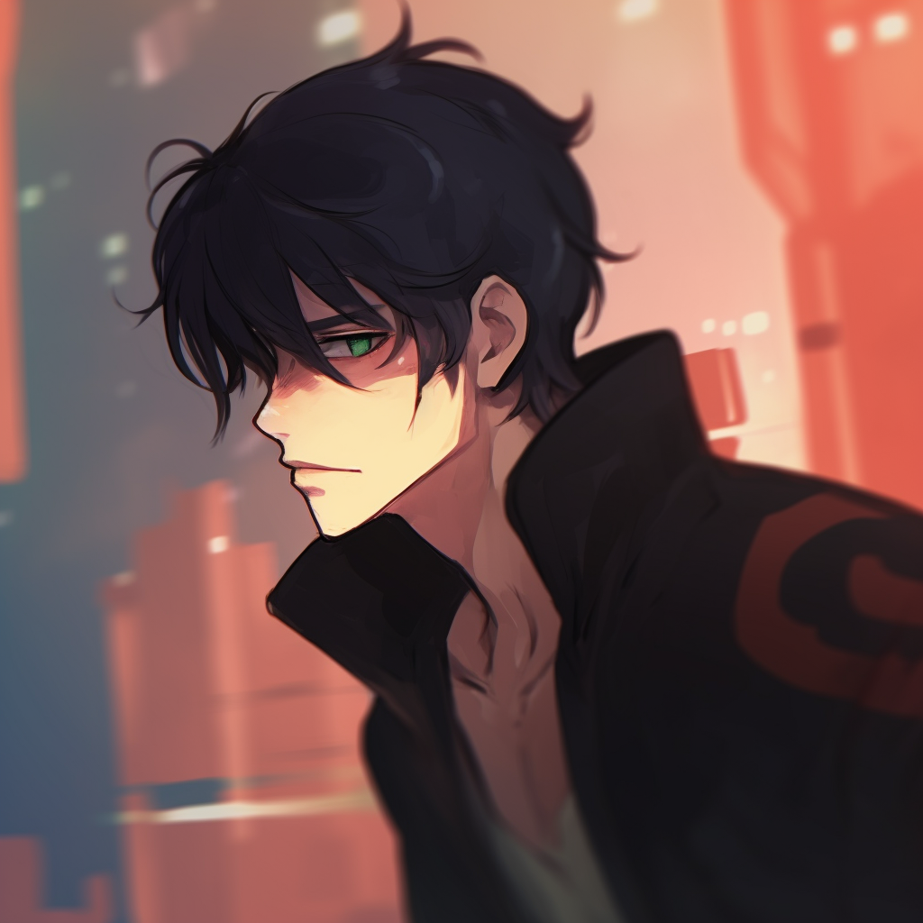 Obscured anime character, featuring a dramatic air of mystery, distinguished by the fusion of light and darkness. anime arousing suspicion pfp pics