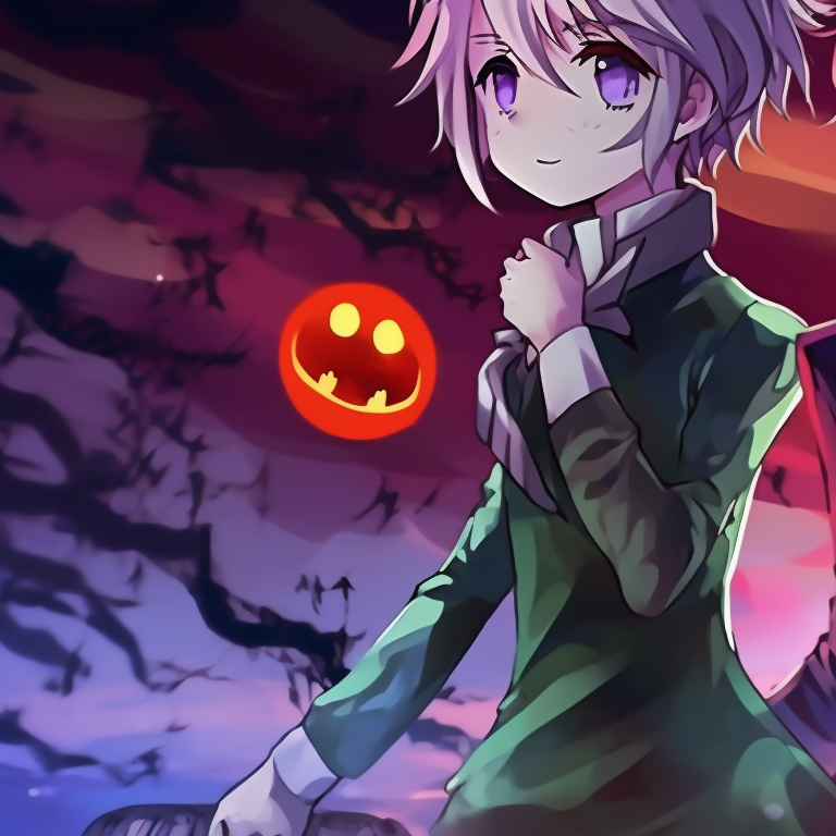 Two characters under a moonlit sky, ghastly aura and deep-shade color schemes. halloween theme matching hxh pfp ideas pfp for discord.