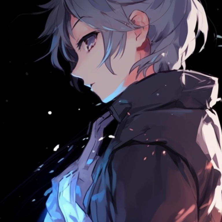 Two characters in casual clothes, muted color palette, standing side-by-side. awesome anime matching pfp ideas for friends pfp for discord.