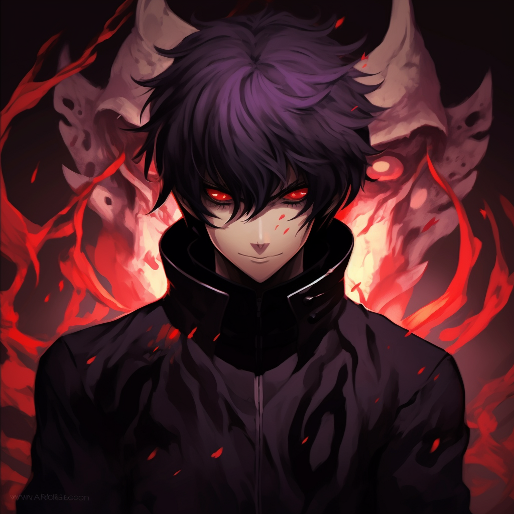 Akira posing in his Devilman form, dynamic composition and strong outlines. cool kid badass anime pfp