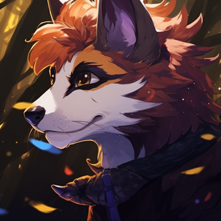 Two oppositely elemental dragons, striking contrast of hot and cold hues, as they touch snouts. artistic furry matching pfp pfp for discord.