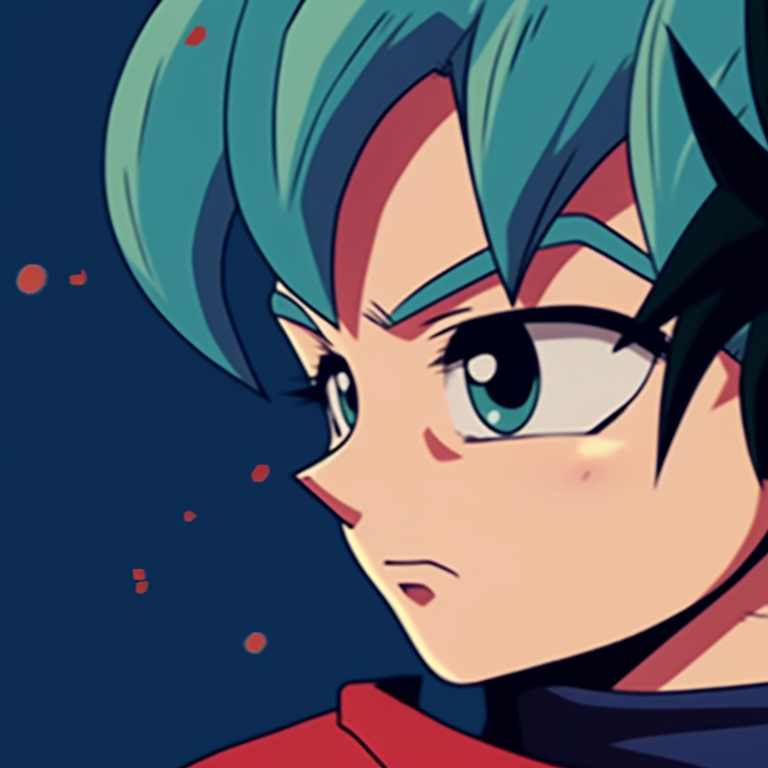 Bulma and Vegeta under a mistletoe, solid lines and vibrant palettes. christmas dragonball lovers bulma and vegeta matching pfp pfp for discord.