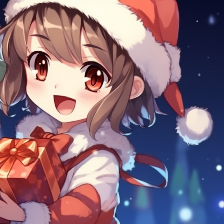 Two characters in a snow-filled scene, soft blue hues and dynamic art style, engaged in a snowball fight. cute designs for matching christmas pfp pfp for discord.