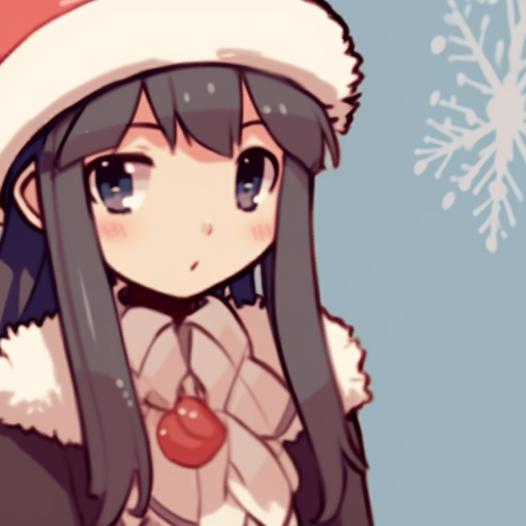 Two characters, minimalistic Santa outfits, warm colors and shared anticipation. minimalistic matching christmas pfp 2021 pfp for discord.