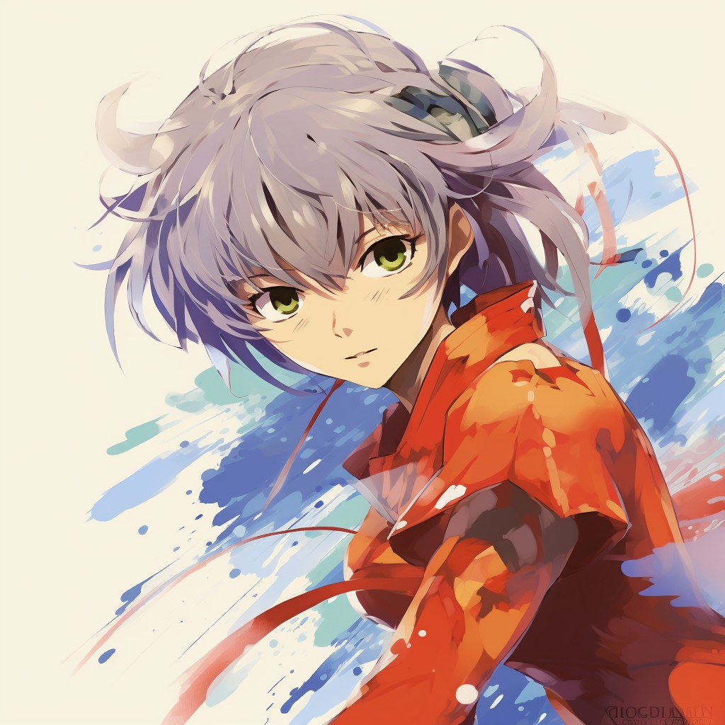 Close-up on Asuka's determined gaze, intense contrast and fine attention to facial details. unique anime pfp suggestions