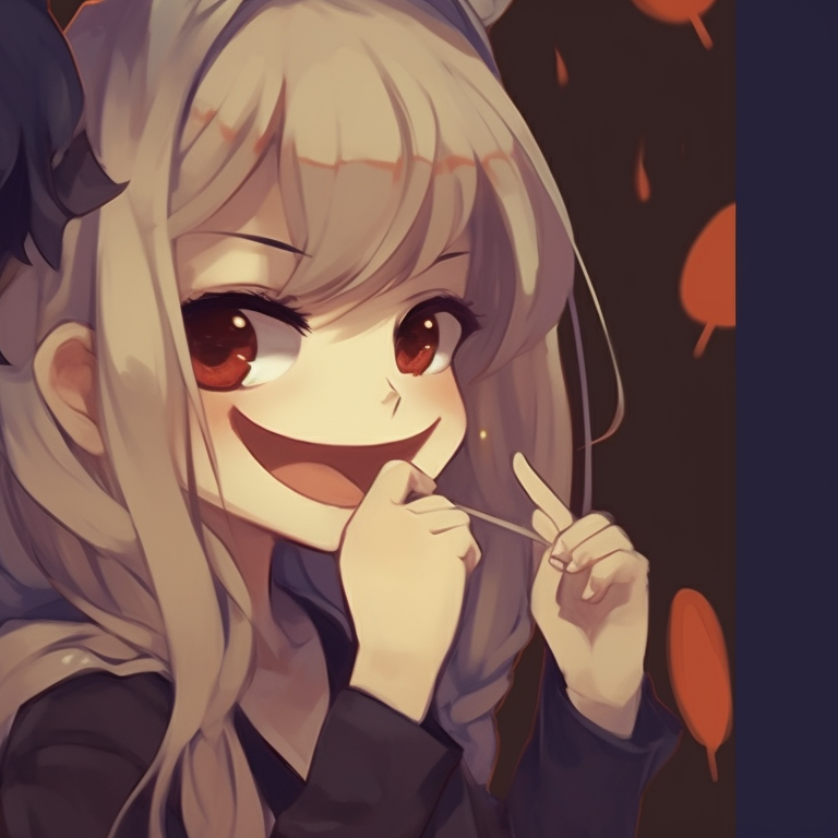 Two characters holding a luminous jack-o'-lantern, playful expressions and casual outfits. couples matching pfp pinterest halloween pfp for discord.