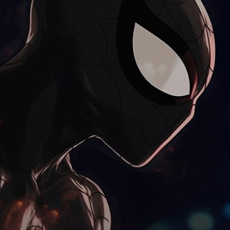 Profiles of Spiderman and Venom, strong lines with a chiaroscuro effect. best matching spiderman pfp images pfp for discord.