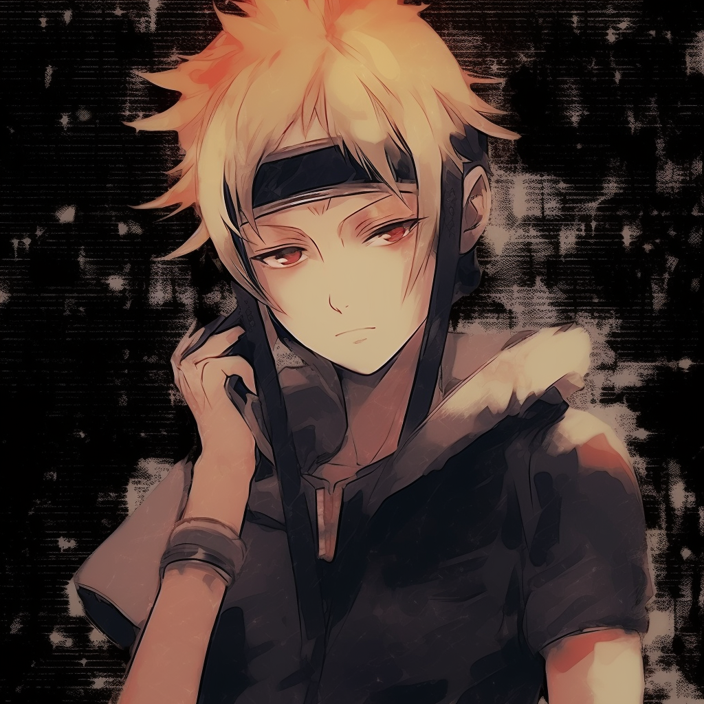 Naruto in a grunge look, with grunge elements and raindrop effects. innovative grunge anime pfp