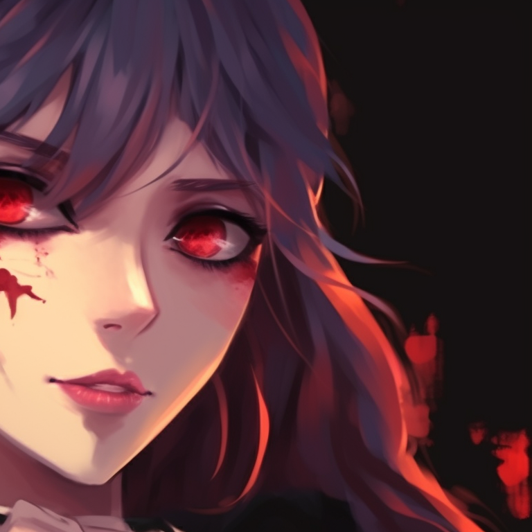 Two characters, one playing a haunting tune, muted colors and misty background, entranced gaze. spooky matching halloween themed non anime profile pictures pfp for discord.