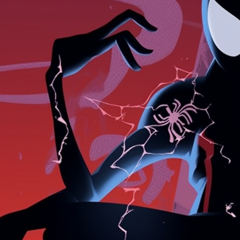 Gwen and Miles in a side-view profile with ghoulish overlays and Halloween elements. spider gwen halloween pfp pfp for discord.