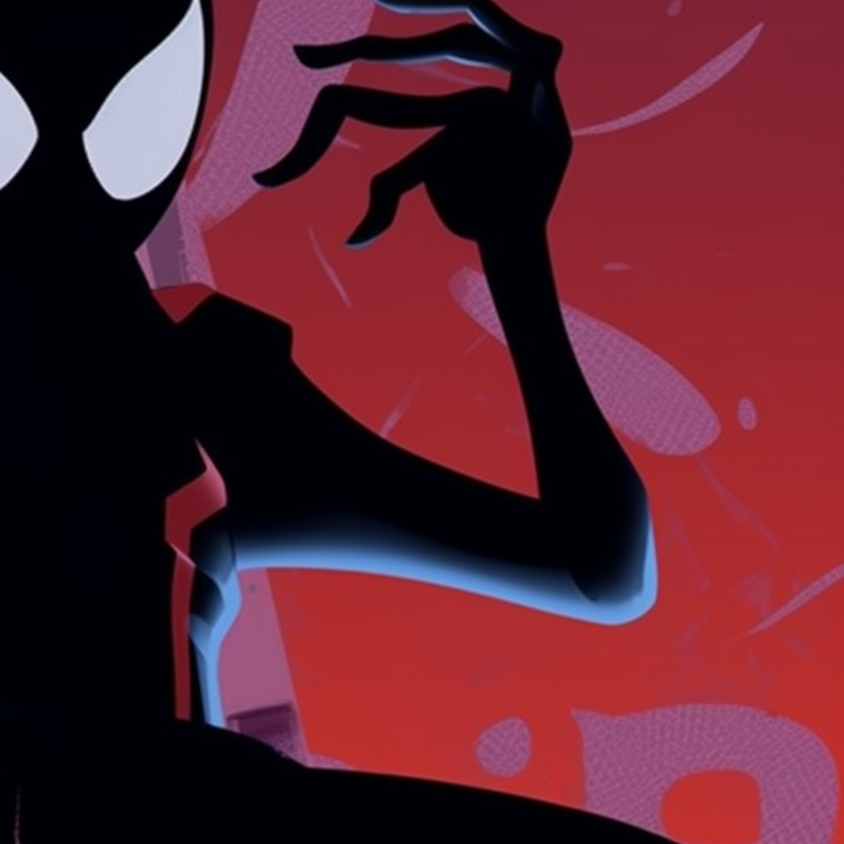 Gwen and Miles in a side-view profile with ghoulish overlays and Halloween elements. spider gwen halloween pfp pfp for discord.