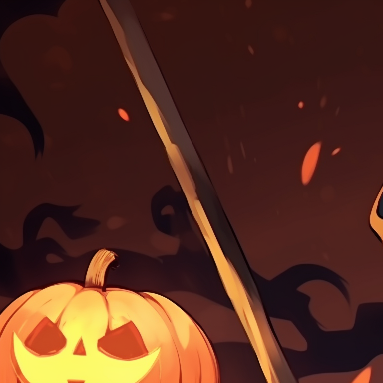 Two characters with candy-themed accessories, bright, pastel colors with an overall cute aesthetic. matching halloween pfp with spooky elements pfp for discord.