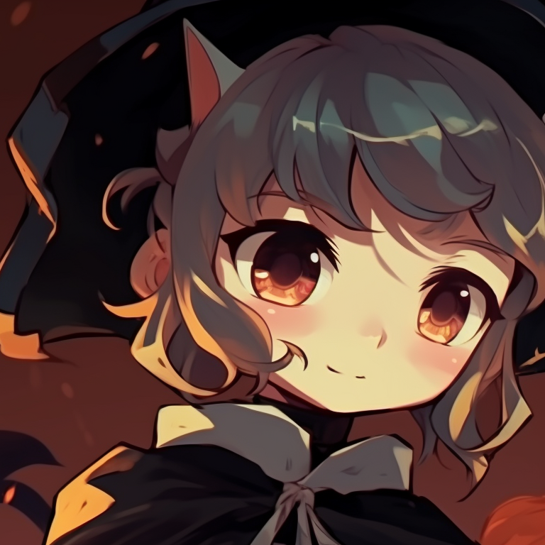 Two characters with candy-themed accessories, bright, pastel colors with an overall cute aesthetic. matching halloween pfp with spooky elements pfp for discord.