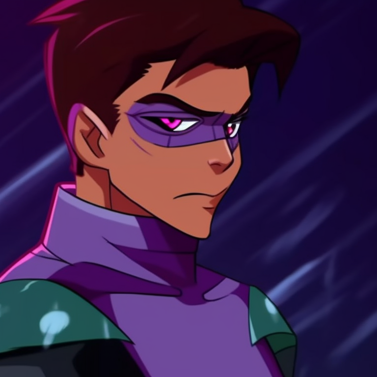 Robin and Starfire underneath the stars, subdued colors highlighting the romantic tension. teen titans robin and starfire matching pfp pfp for discord.