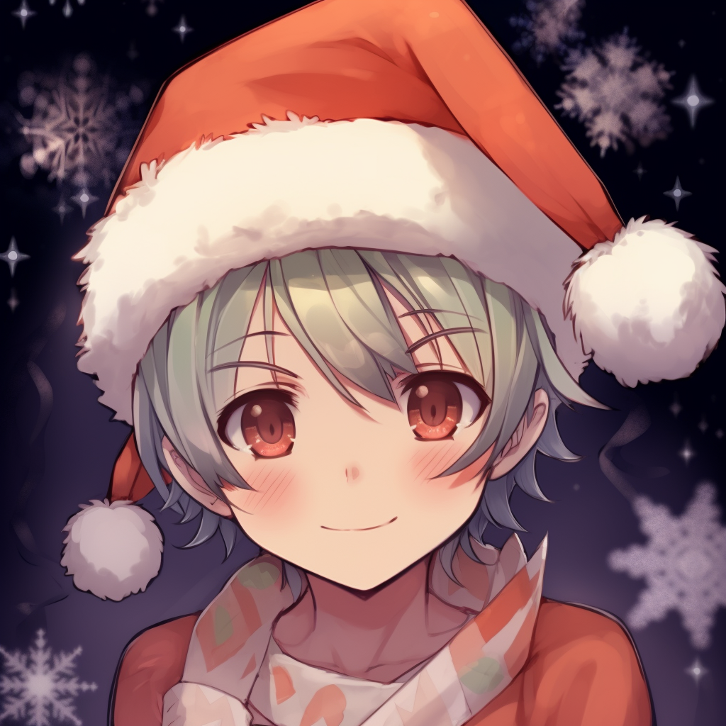 Naruto in a Santa hat, strong lines and playful Christmas detailing. anime character christmas pfp