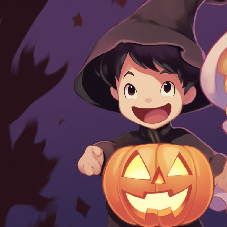 Two characters dressed as magical mice, warm colors and playful expressions. cute disney halloween matching pfps pfp for discord.