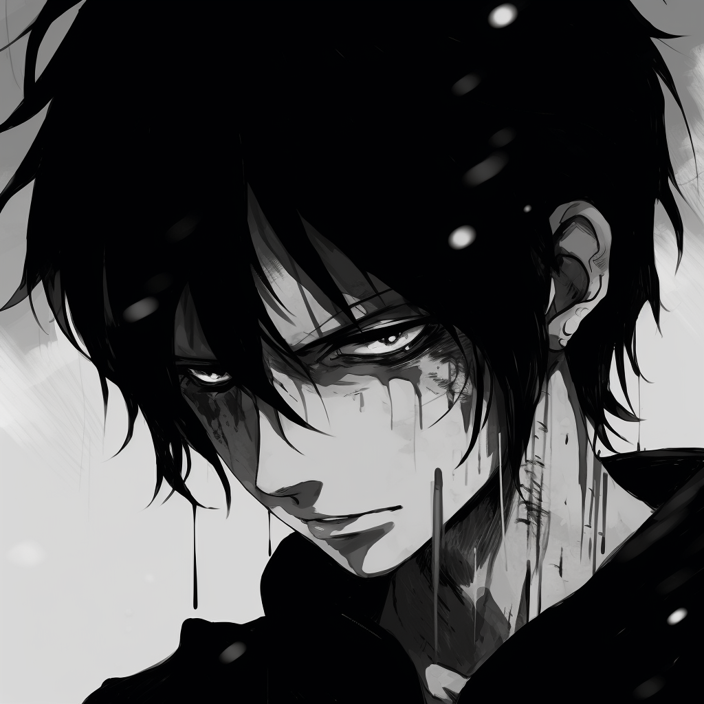 Sakura Haruno from Naruto, tense expression captured through intense shading and detailed linework. diverse black and white anime pfp