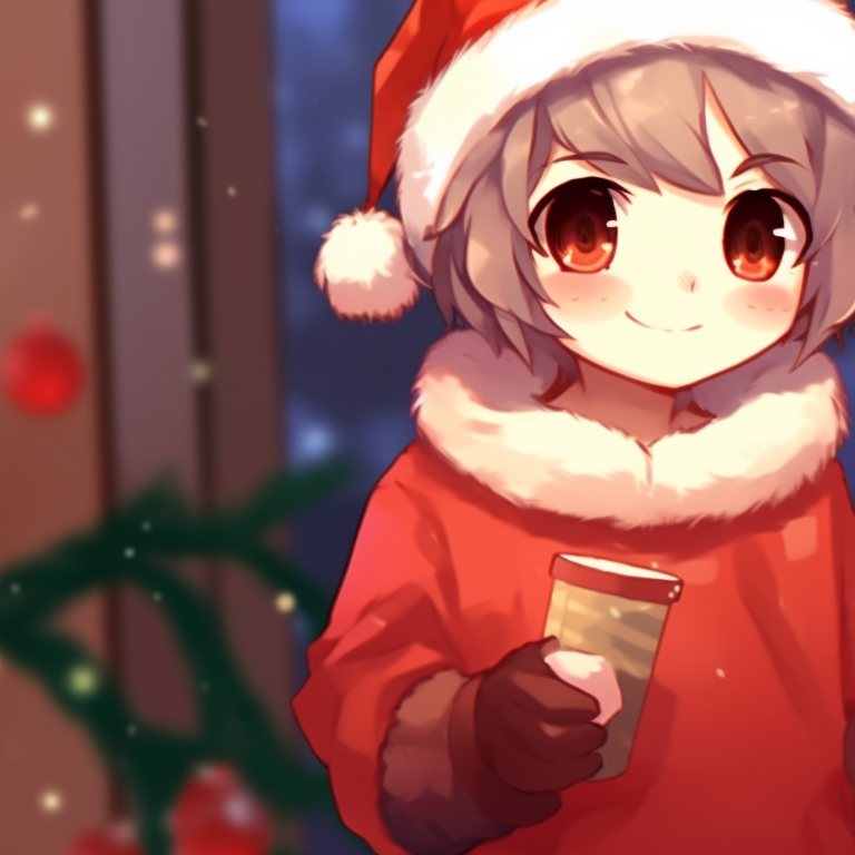 Two characters singing carols, vivacious expressions, and soft pastel shades. fun matching christmas discord server pfp pfp for discord.