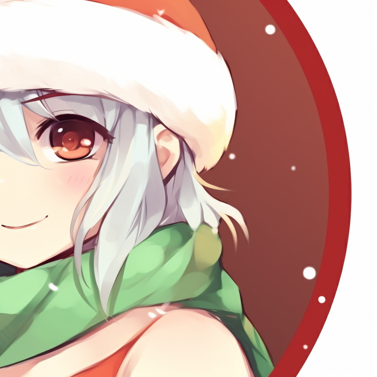 Two characters in winter attire, blue hues and snowflakes in the air. holiday inspired matching christmas discord server pfp pfp for discord.