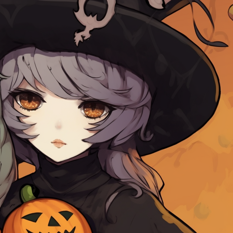 Two characters showcasing a macabre motif, their facial expressions mysterious under the dark shading. goth pfp in a halloween-themed matching style pfp for discord.