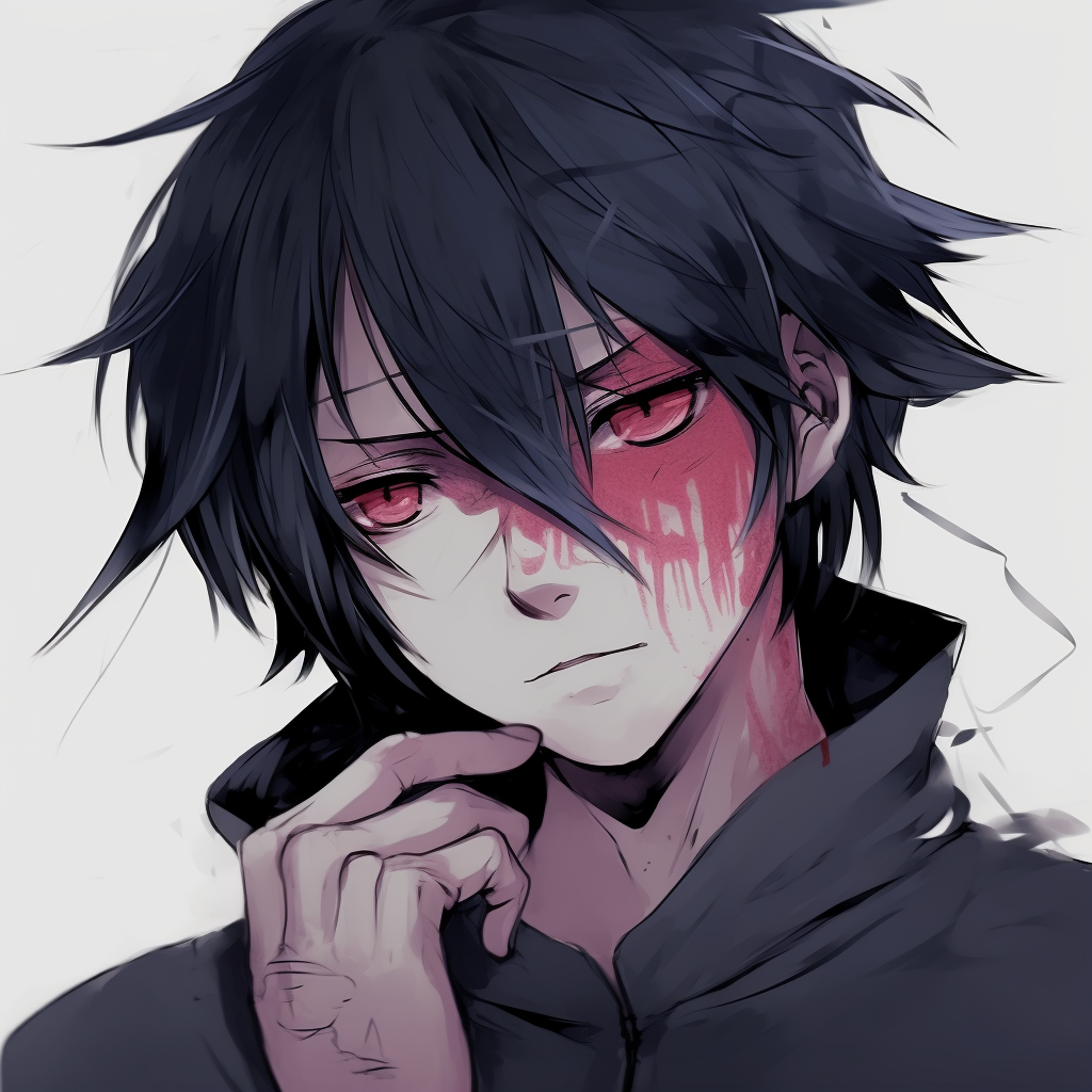 Blue eyes of Sasuke Uchiha, a focused detail and radiant colors. anime depressed pfp: male characters pfp for discord.