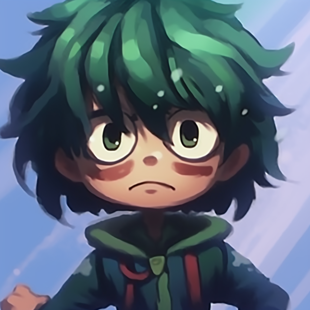 Izuku Midoriya, also known as Deku, from My Hero Academia, with detailed shading and lively colors. pfp for school boys pfp for discord.