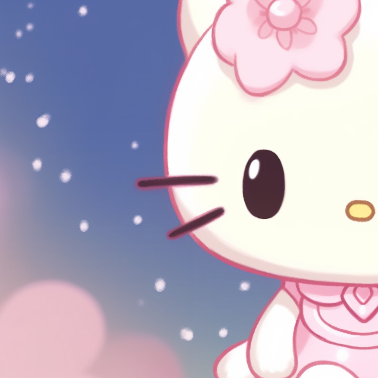 A close-up of Hello Kitty characters, showcasing sharp lines and intricate details. cute hello kitty pfp matching pfp for discord.