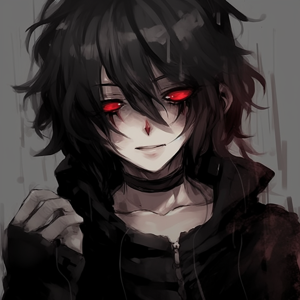 Shadowy character with emo aesthetics, heavy on gray tones and somber expressions. emo anime pfp characters