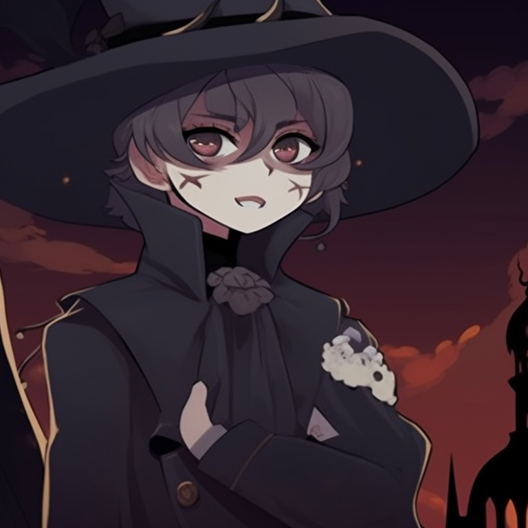 Two characters as a witch and warlock, earthy tones and magical shimmer, facing each other. spooky matching halloween themed non anime profile pictures pfp for discord.