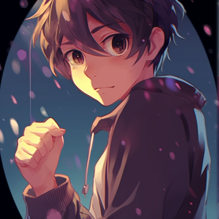 Two characters in conversation, use of bold lines and warm colors. fun matching anime pfp pfp for discord.