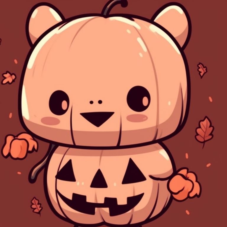 Both characters surrounded by falling leaves, warm autumn colors enhancing their cute matching outfits. creative halloween theme ideas for milk and mocha bear matching pfp pfp for discord.