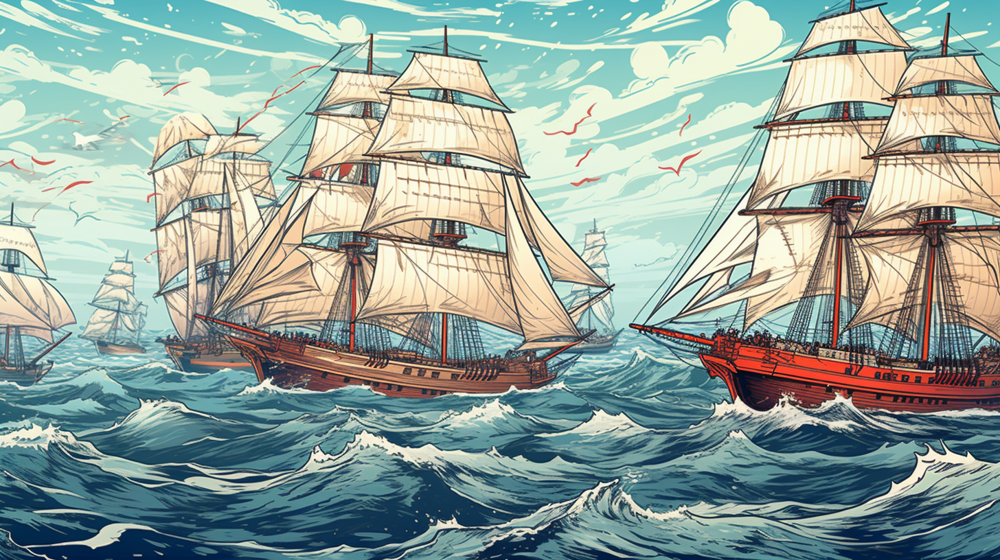 Artistic wallpaper featuring a sea voyage; uses a detailed and expressive style.desktop, phone, HD & HQ free wallpaper, free to download