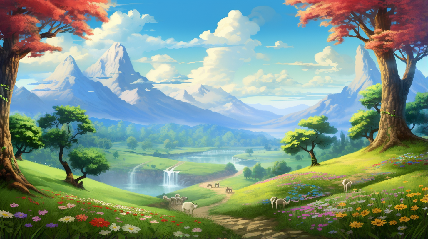 Classical art pastoral scene; intricate attention to details of nature and human activity. desktop, phone, HD & HQ free wallpaper, free to download