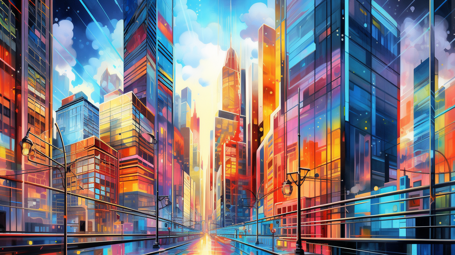 High-rise buildings portrayed in bold, graffiti styledesktop, phone, HD & HQ free wallpaper, free to download