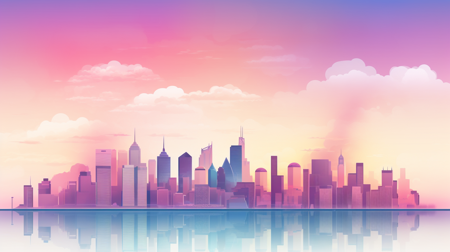 A minimalistic depiction of city skyline with a pastel backdrop; heavy use of straight lines.desktop, phone, HD & HQ free wallpaper, free to download