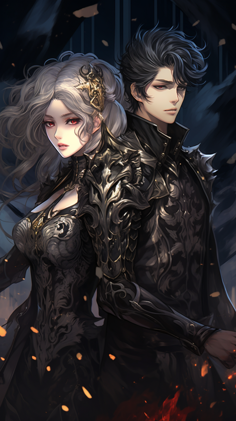 Stark black and white image featuring typical gothic elements present in Manhua; detailed shadows. phone art wallpaper