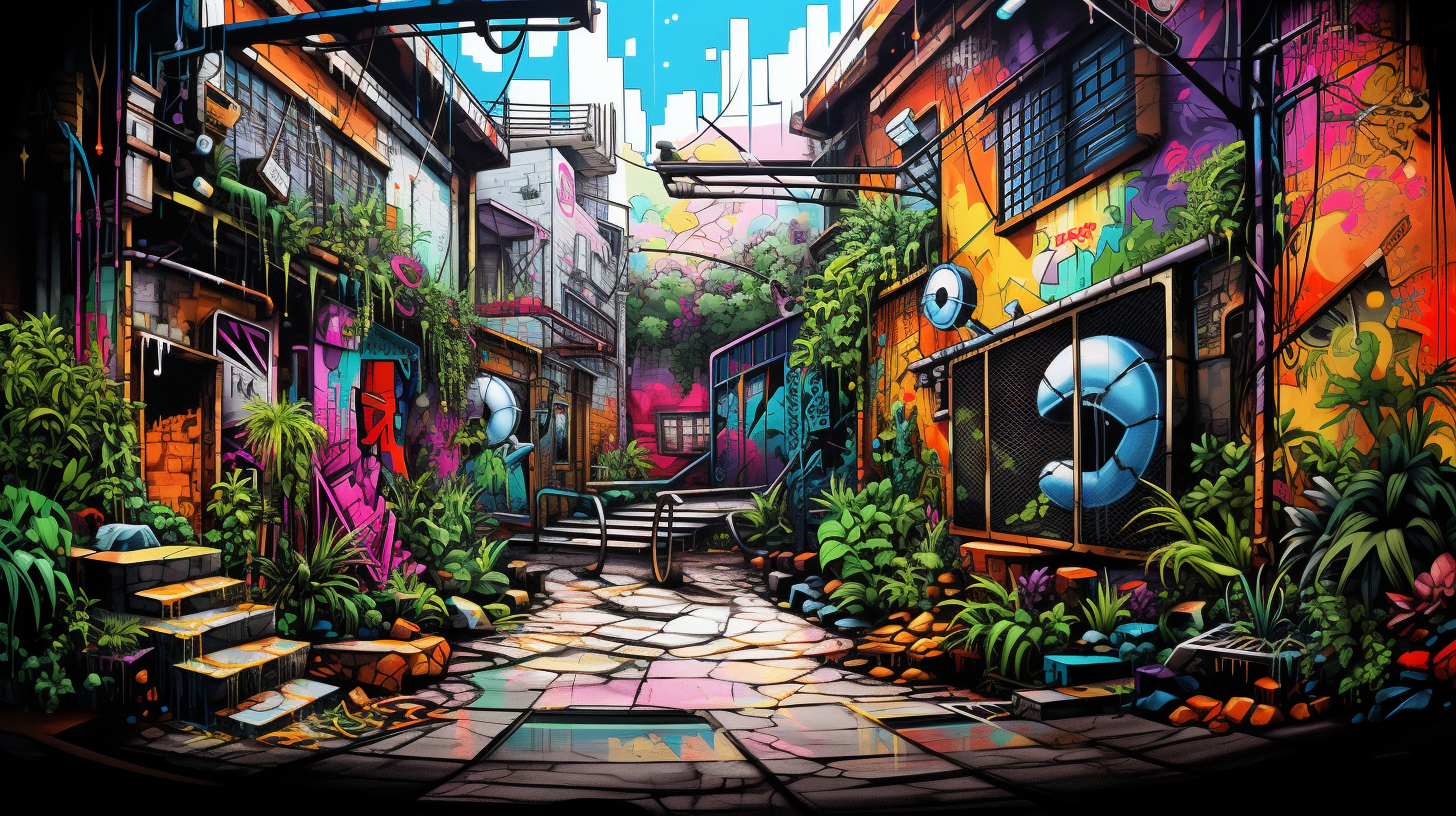 Depiction of city life through vibrant, detailed street wall artdesktop, phone, HD & HQ free wallpaper, free to download