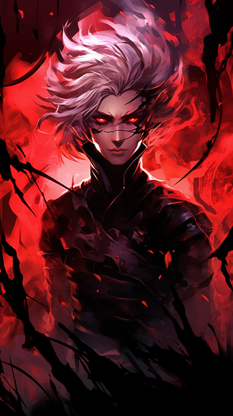 Pronounced shadows with a high-contrast design of an anime villain. phone art wallpaper