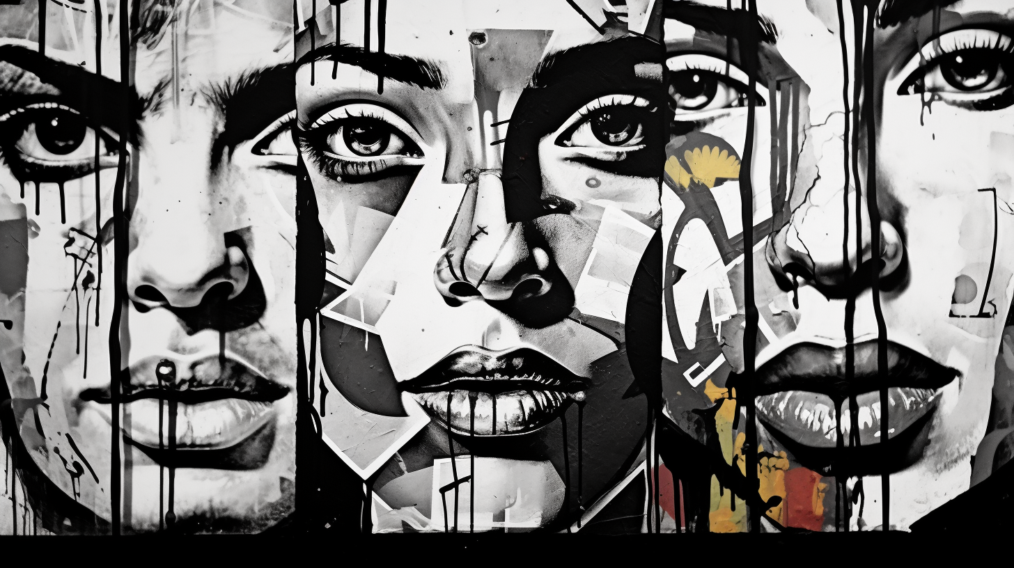 Expressive human faces rendered in graffiti style; black and white with bold, emotional lines.desktop, phone, HD & HQ free wallpaper, free to download