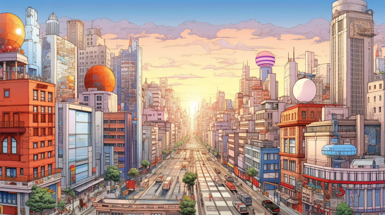 Artistic cityscape featuring detailed linework and shading; focus on building architecture.desktop, phone, HD & HQ free wallpaper, free to download