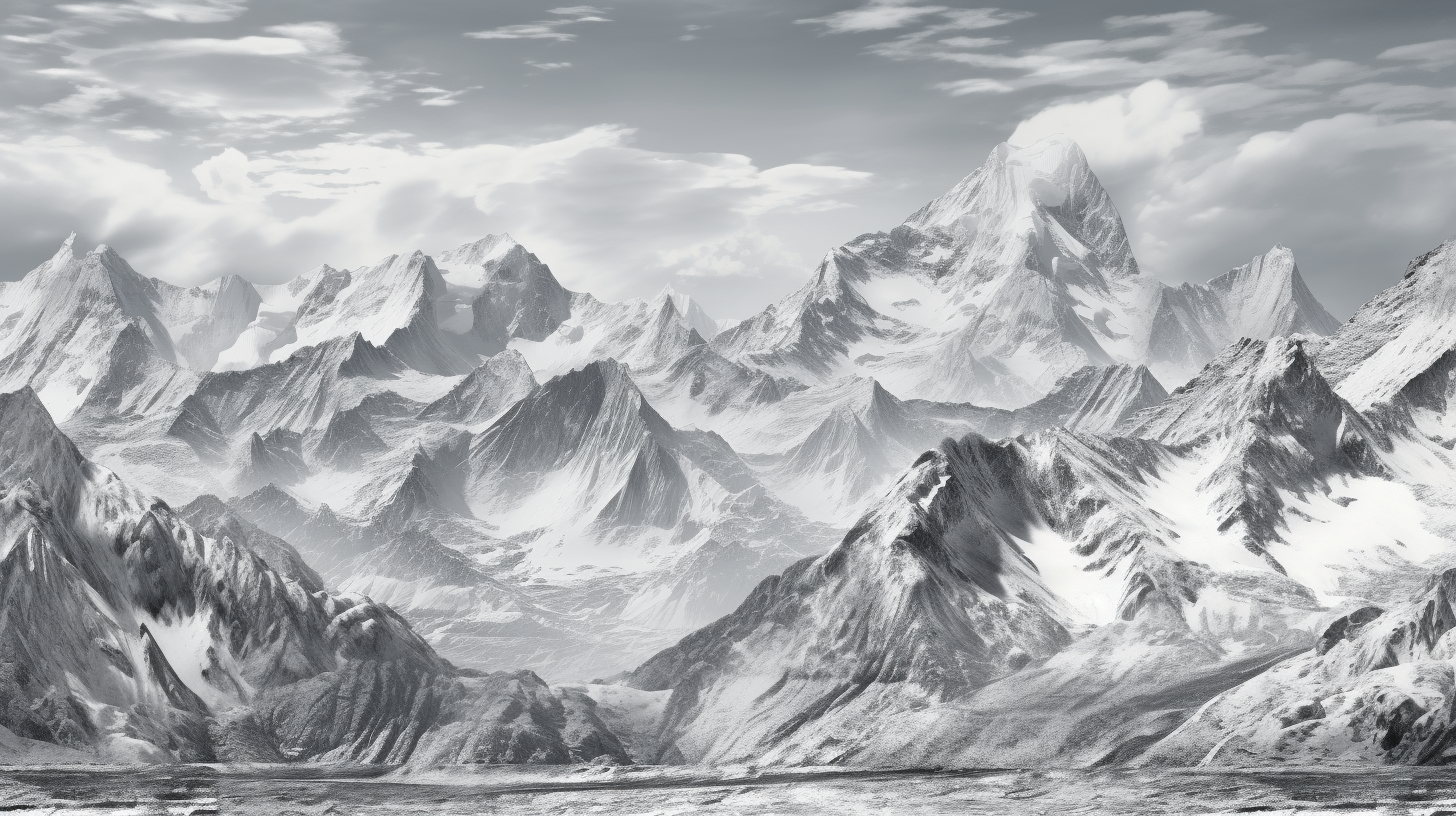 A peaceful landscape image, portraying serene mountains under clear skies; the detailed linework captures the play of light and shadow.desktop, phone, HD & HQ free wallpaper, free to download