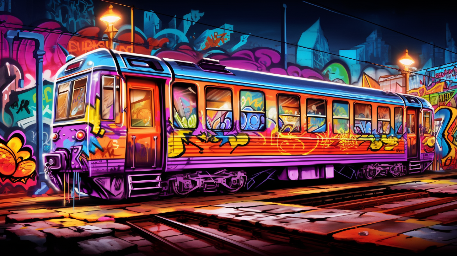 Bold graffiti wall art illustrating scenes from urban lifedesktop, phone, HD & HQ free wallpaper, free to download