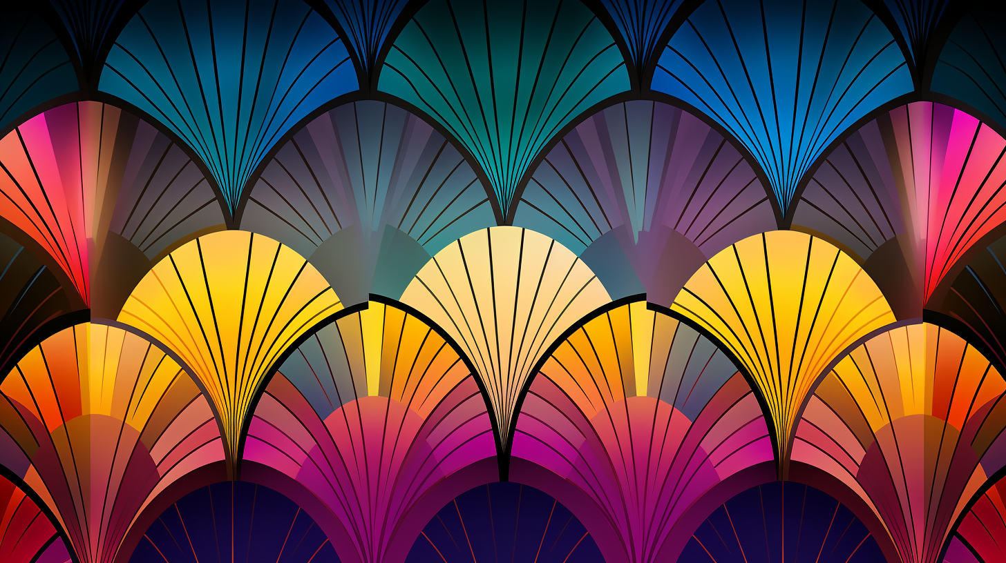 Vibrant Art Deco wallpaper showcasing an array of colors; demonstrates the influence of bold patterns and geometrical shapes.desktop, phone, HD & HQ free wallpaper, free to download