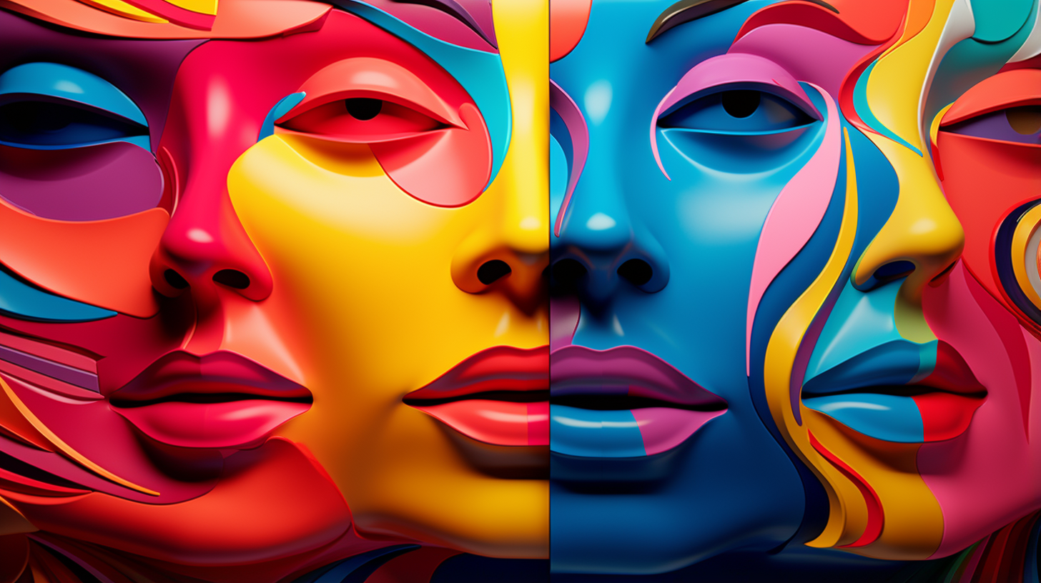 Stylized human faces against colorful, abstract backgrounds. desktop, phone, HD & HQ free wallpaper, free to download