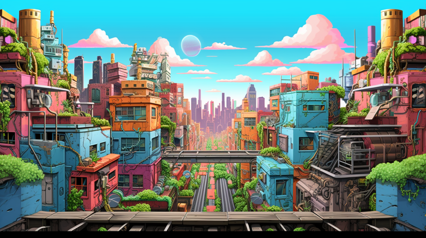 Street art style depiction of a city view with detailed shadingdesktop, phone, HD & HQ free wallpaper, free to download