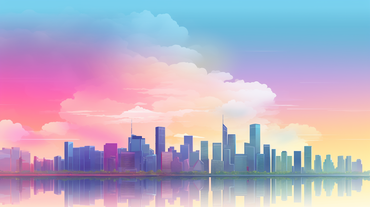 City scape silhouette with pastel hues; bold outlines with a combination of saturated and desaturated tones.desktop, phone, HD & HQ free wallpaper, free to download