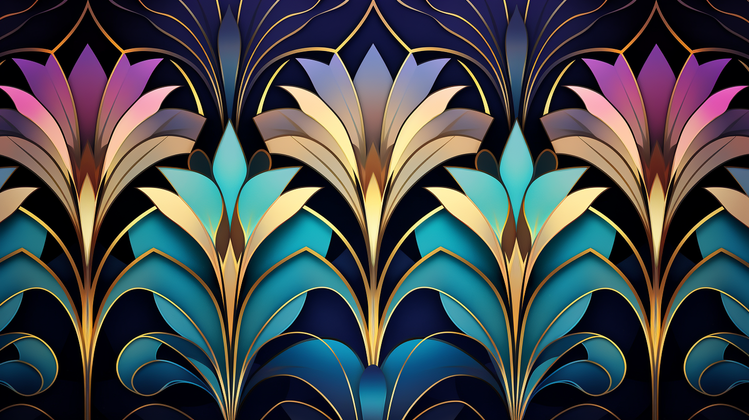 Contrasting colors dominating an Art Deco style wallpaper; characterized by angular forms and intricate designs.desktop, phone, HD & HQ free wallpaper, free to download