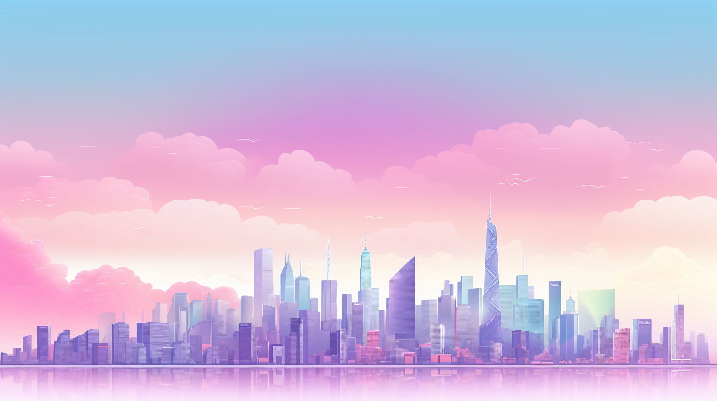 Abstract city silhouette presented in soft pastel hues; chiefly incorporates geometric patterns.desktop, phone, HD & HQ free wallpaper, free to download